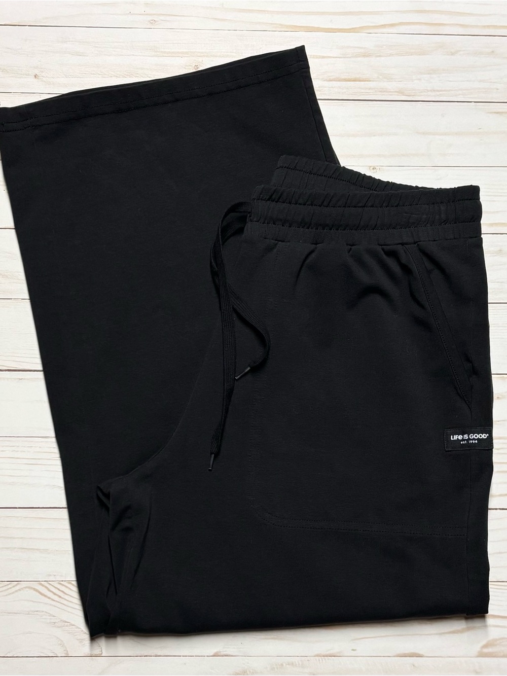 Life Is Good Elastic Waist Wide Leg Casual Pants
